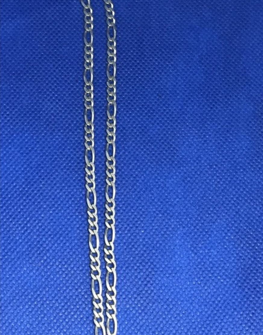 925 Sterling Silver Figaro Chain Italy 20.07 In